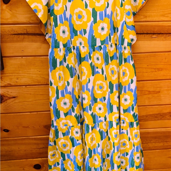 Entro Yellow and Blue Floral Midi Dress - Picture 7 of 8